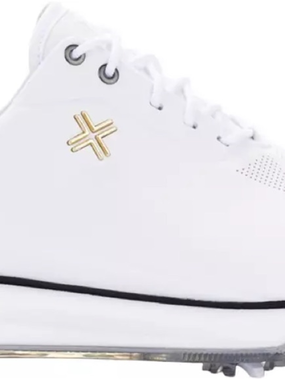 Men's White Athletic Golf Shoes with Gold Accent